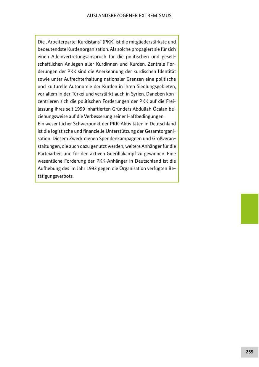 Seite 259 des Verfassungsschutzbericht 2021 Bund