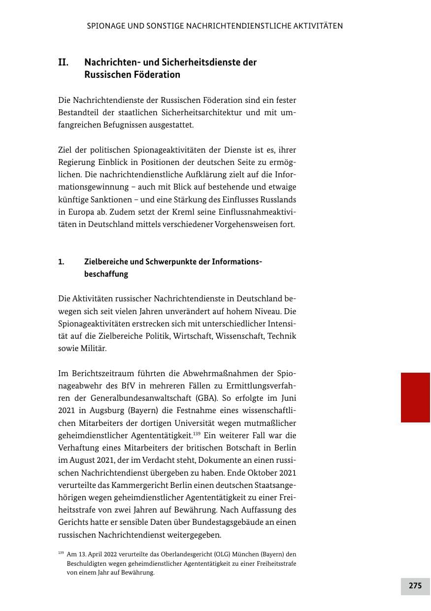 Seite 275 des Verfassungsschutzbericht 2021 Bund