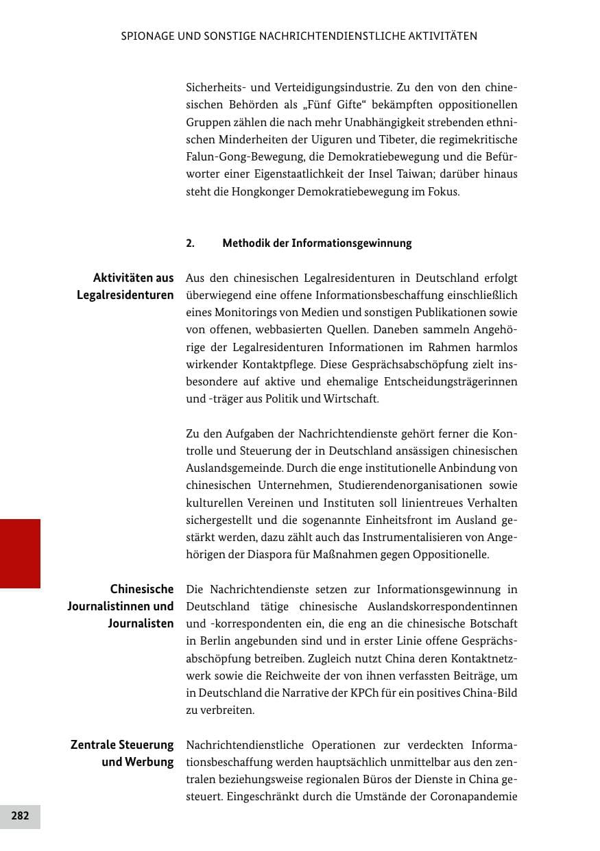 Seite 282 des Verfassungsschutzbericht 2021 Bund