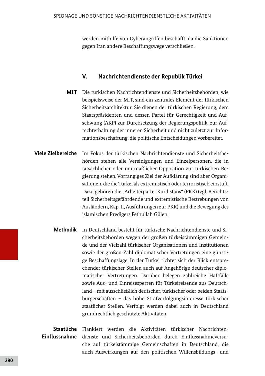 Seite 290 des Verfassungsschutzbericht 2021 Bund