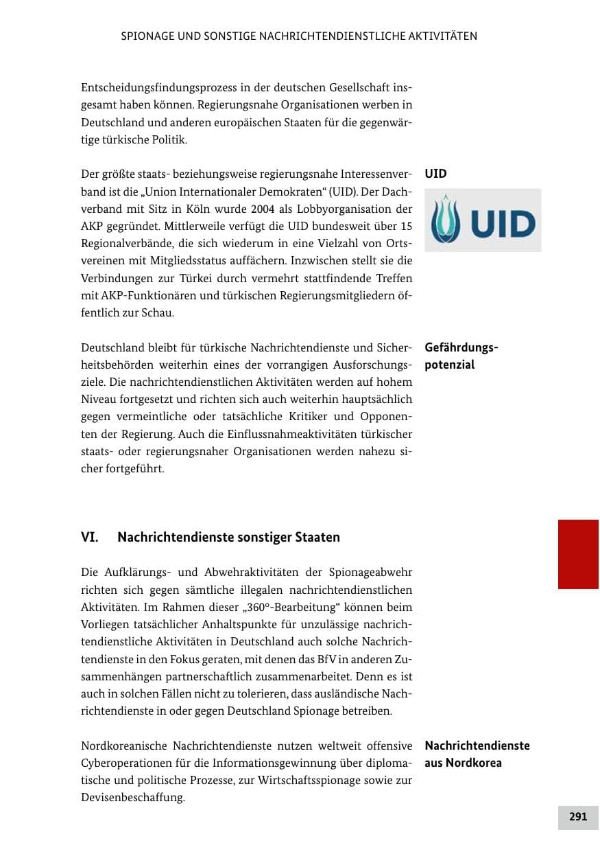 Seite 291 des Verfassungsschutzbericht 2021 Bund