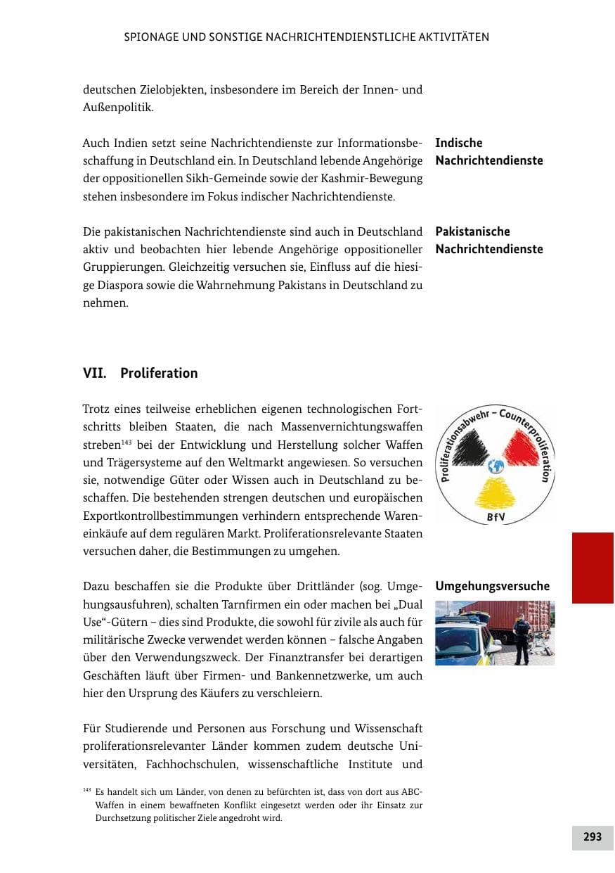 Seite 293 des Verfassungsschutzbericht 2021 Bund