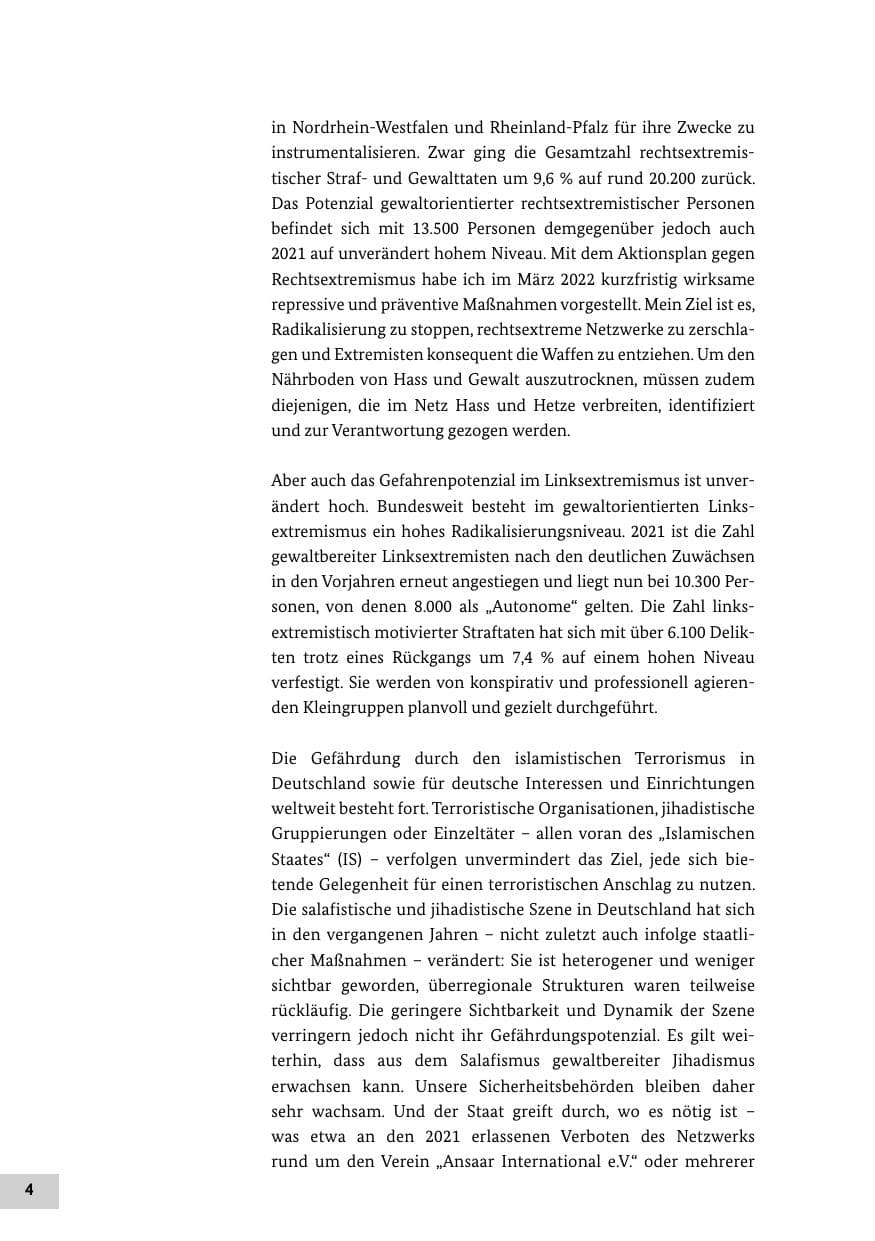 Seite 4 des Verfassungsschutzbericht 2021 Bund