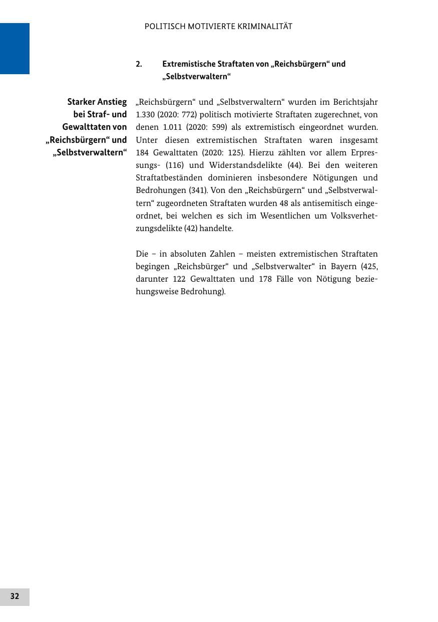 Seite 32 des Verfassungsschutzbericht 2021 Bund