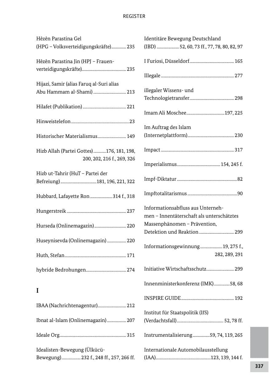 Seite 337 des Verfassungsschutzbericht 2021 Bund