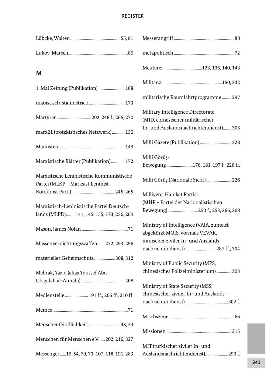Seite 341 des Verfassungsschutzbericht 2021 Bund