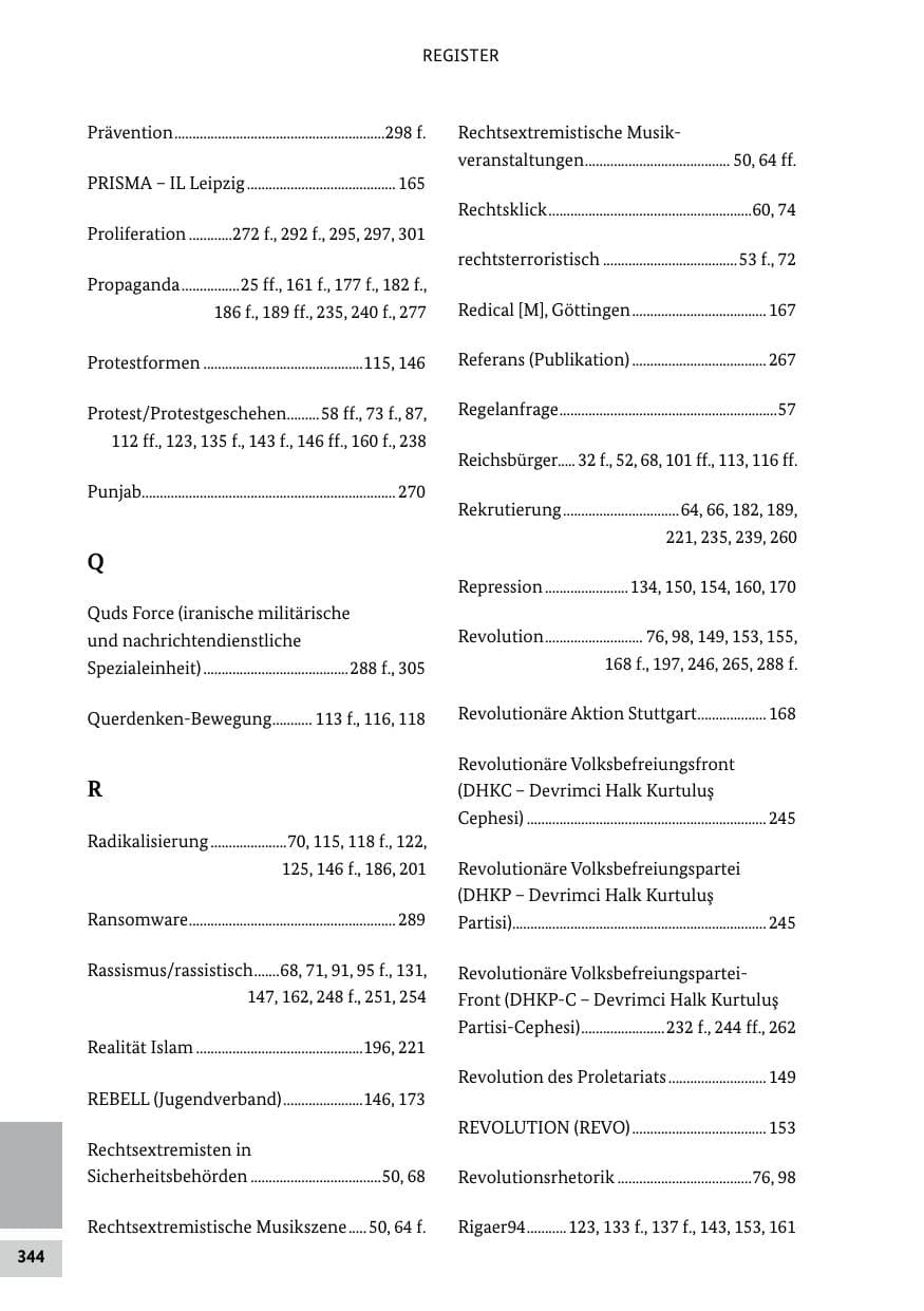 Seite 344 des Verfassungsschutzbericht 2021 Bund