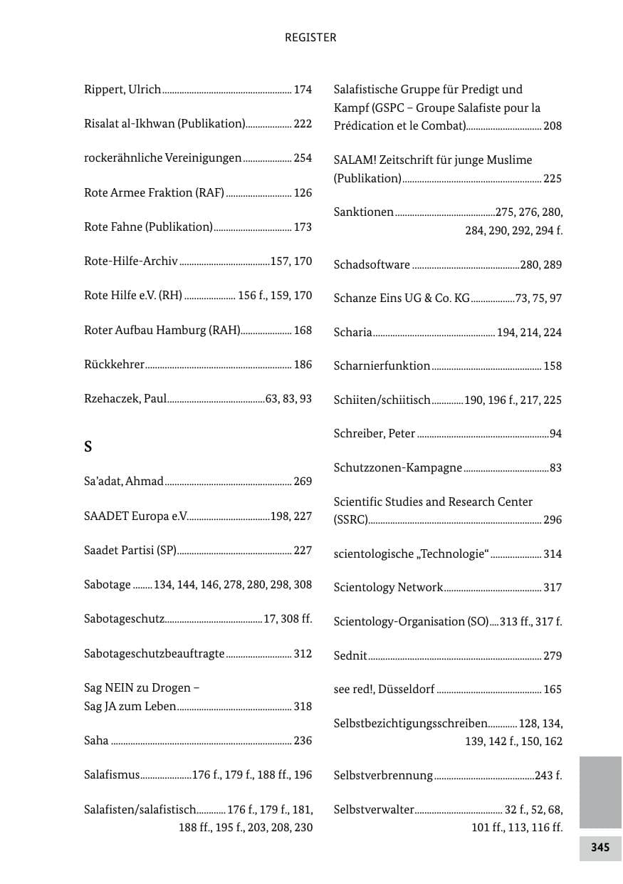 Seite 345 des Verfassungsschutzbericht 2021 Bund