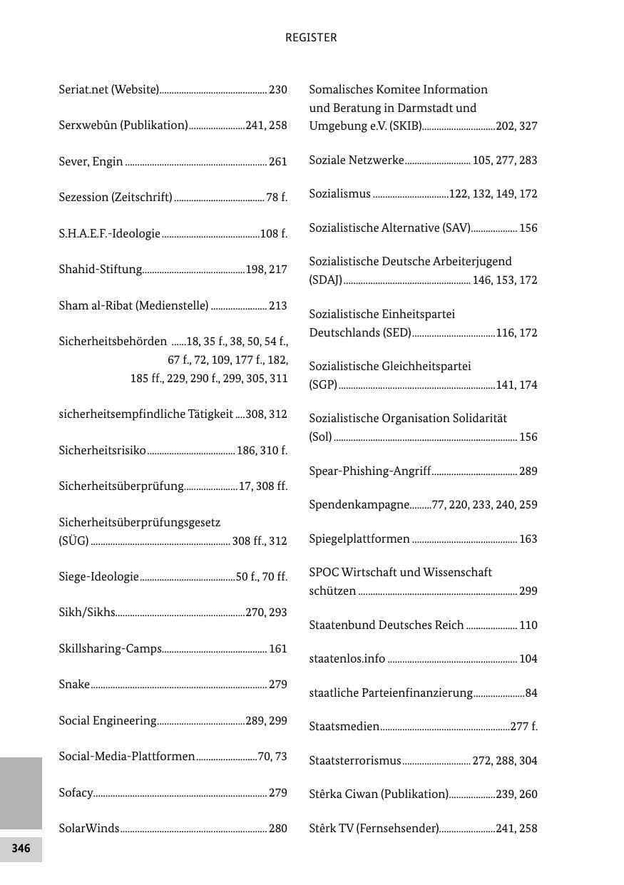 Seite 346 des Verfassungsschutzbericht 2021 Bund