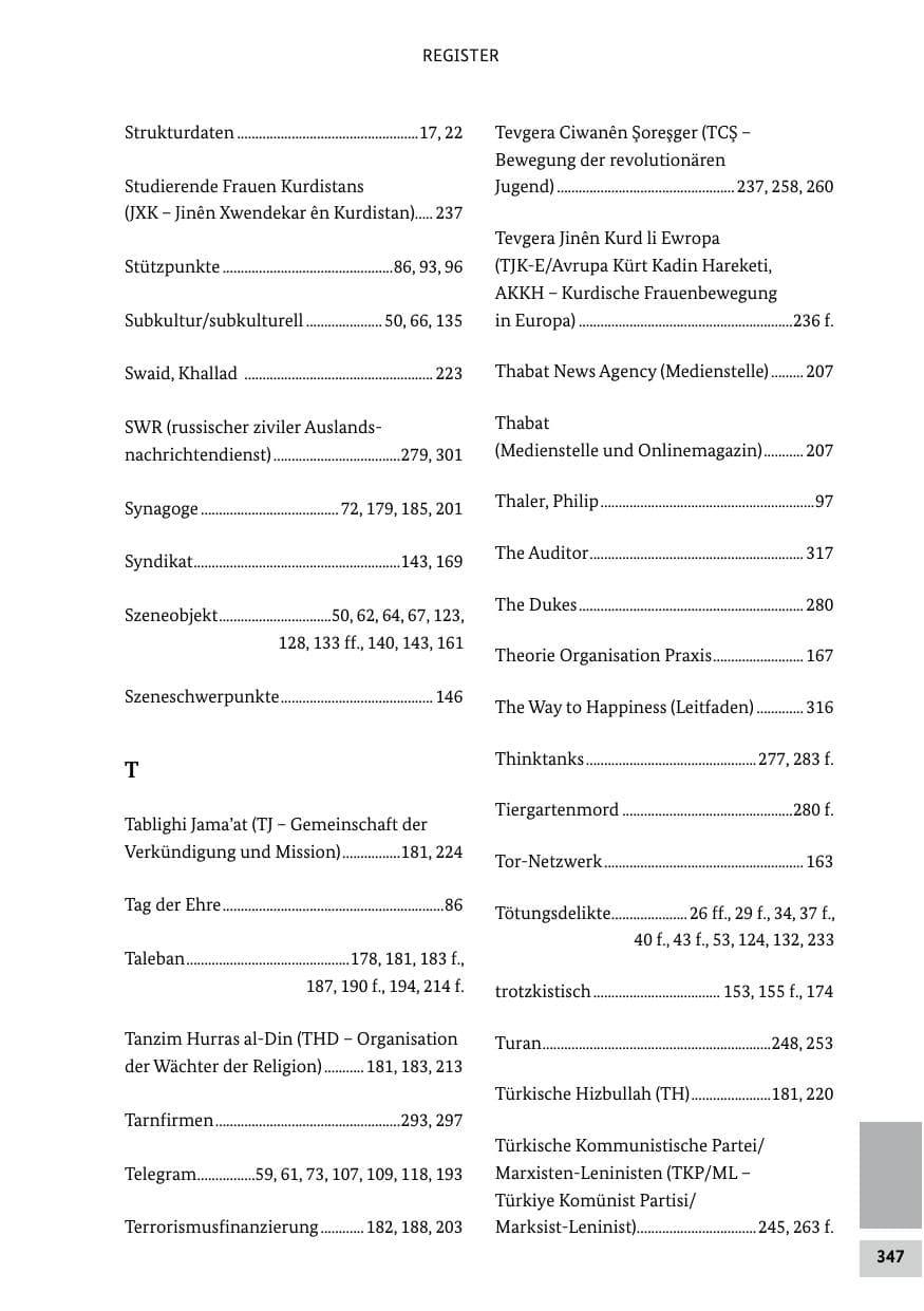 Seite 347 des Verfassungsschutzbericht 2021 Bund