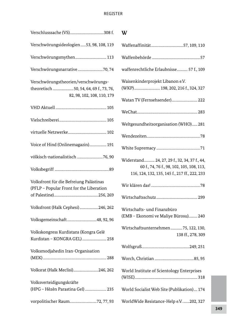 Seite 349 des Verfassungsschutzbericht 2021 Bund