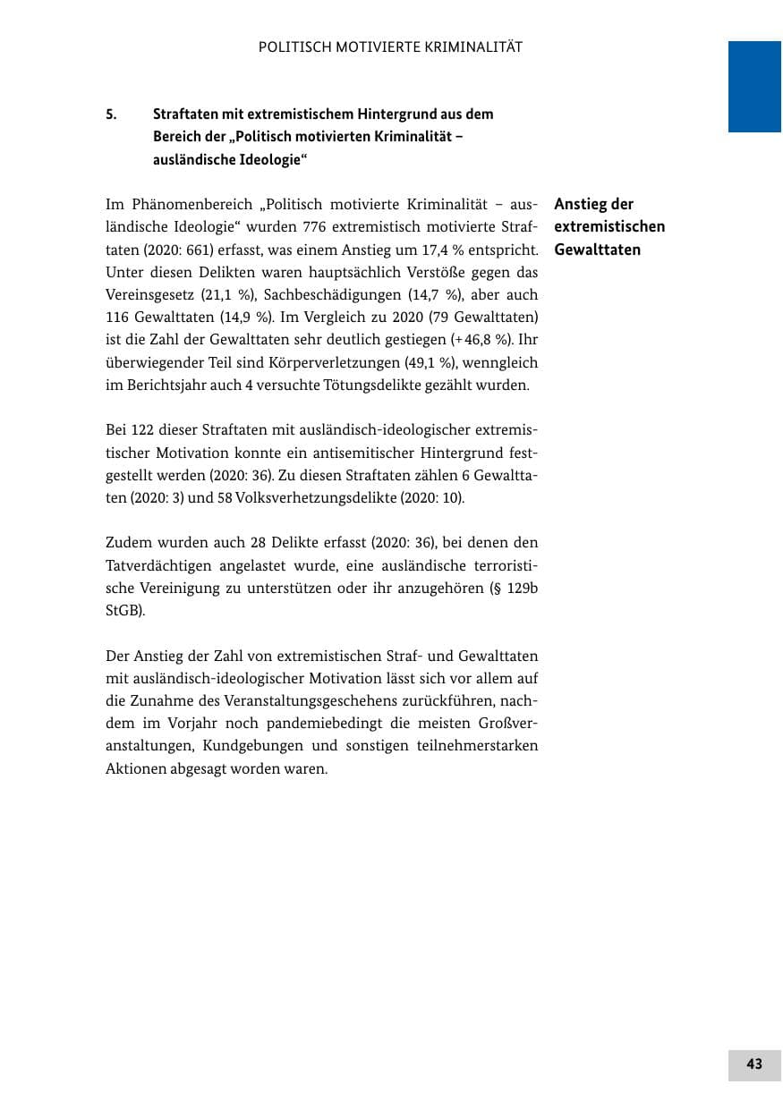 Seite 43 des Verfassungsschutzbericht 2021 Bund