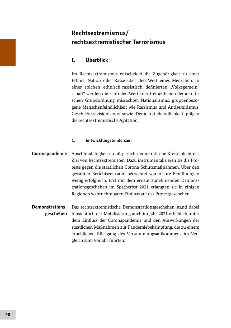 Seite 48 des Verfassungsschutzbericht 2021 Bund