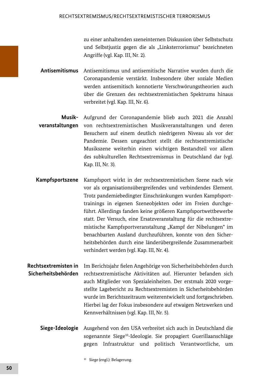 Seite 50 des Verfassungsschutzbericht 2021 Bund