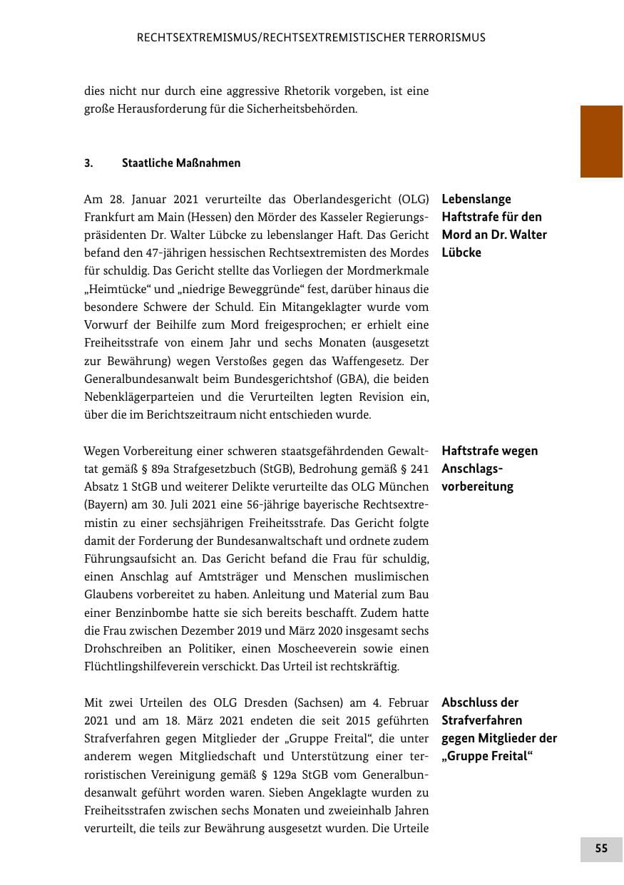Seite 55 des Verfassungsschutzbericht 2021 Bund