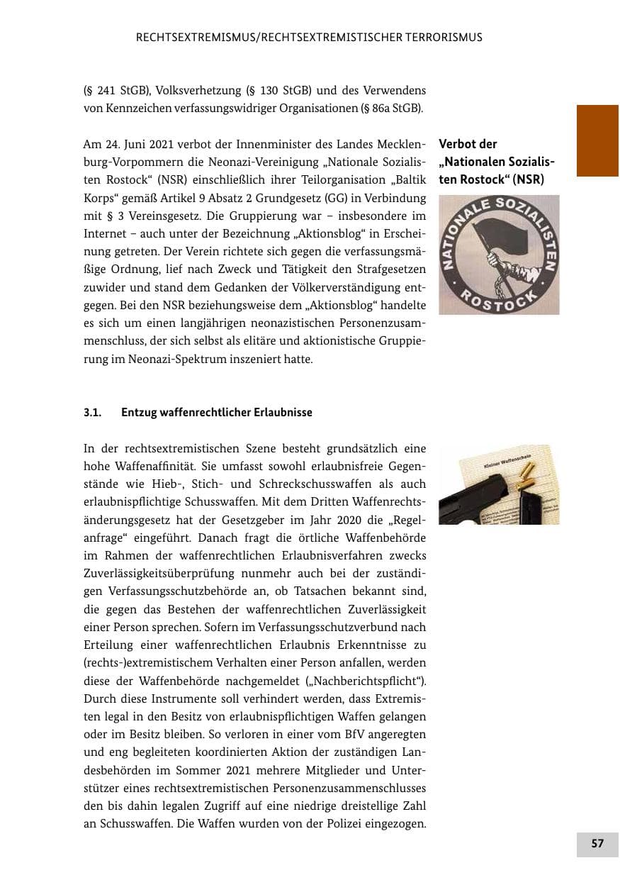 Seite 57 des Verfassungsschutzbericht 2021 Bund