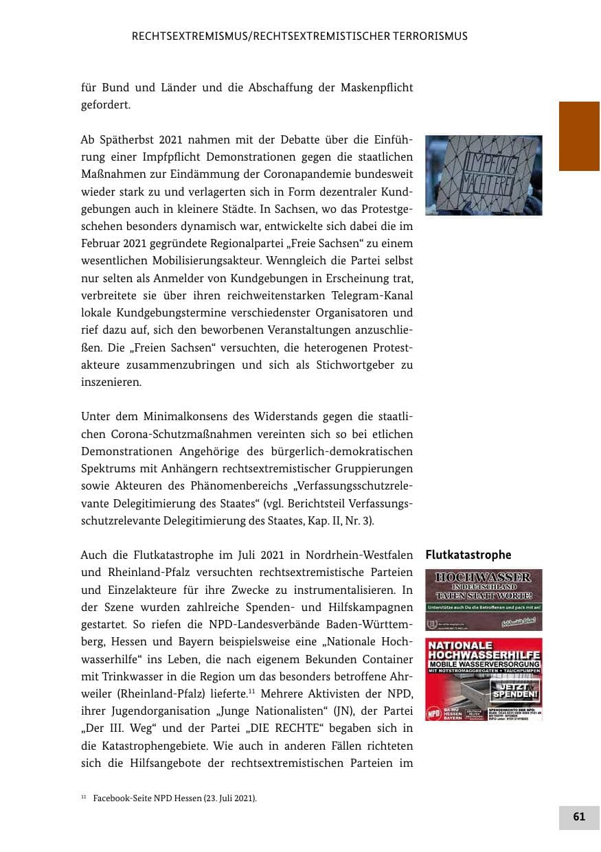 Seite 61 des Verfassungsschutzbericht 2021 Bund