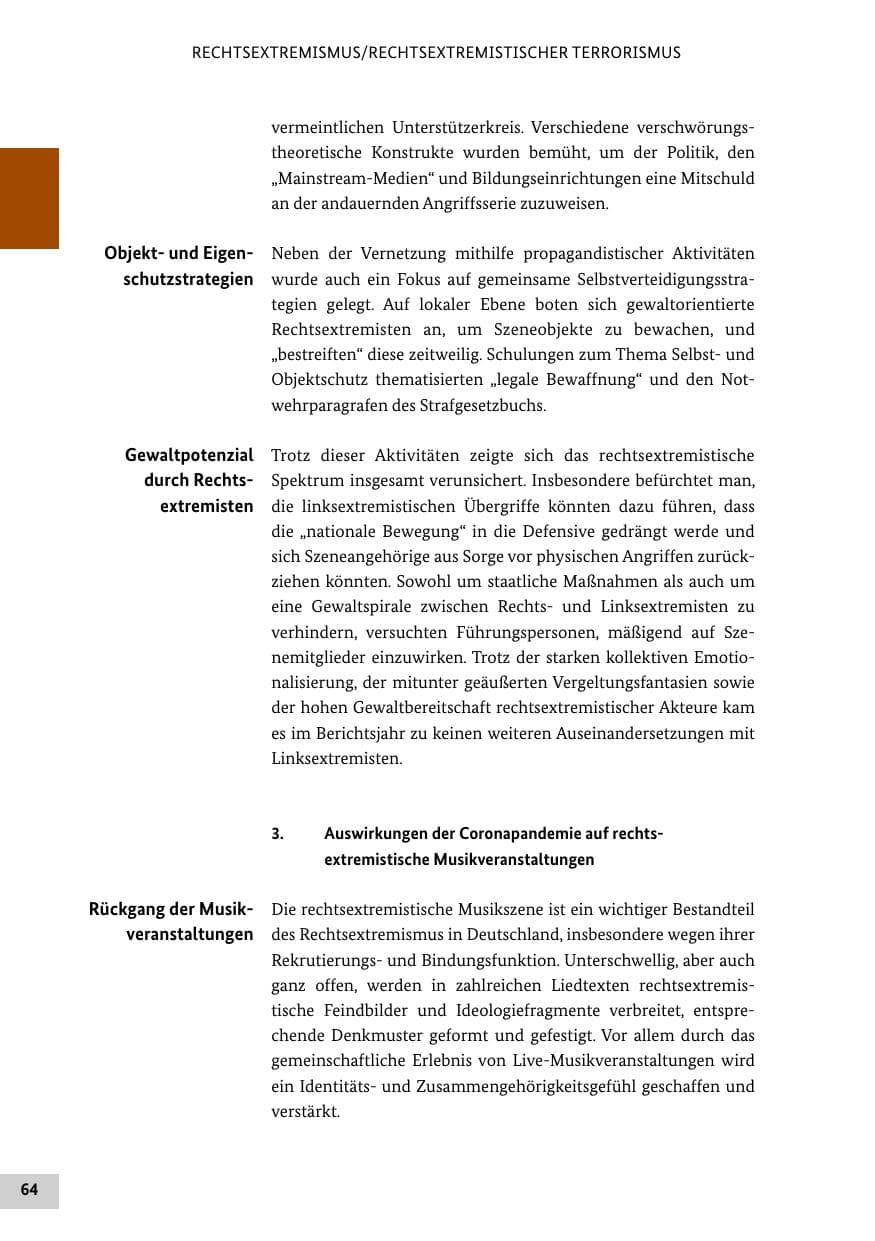 Seite 64 des Verfassungsschutzbericht 2021 Bund