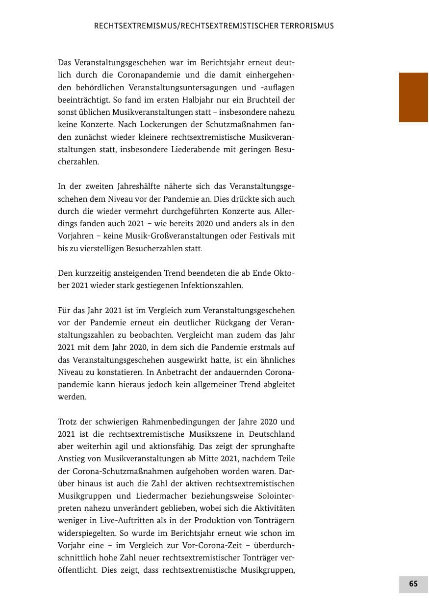 Seite 65 des Verfassungsschutzbericht 2021 Bund