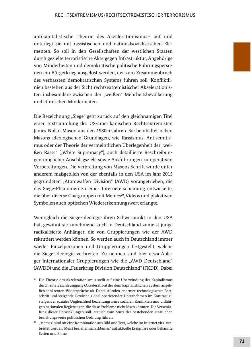 Seite 71 des Verfassungsschutzbericht 2021 Bund