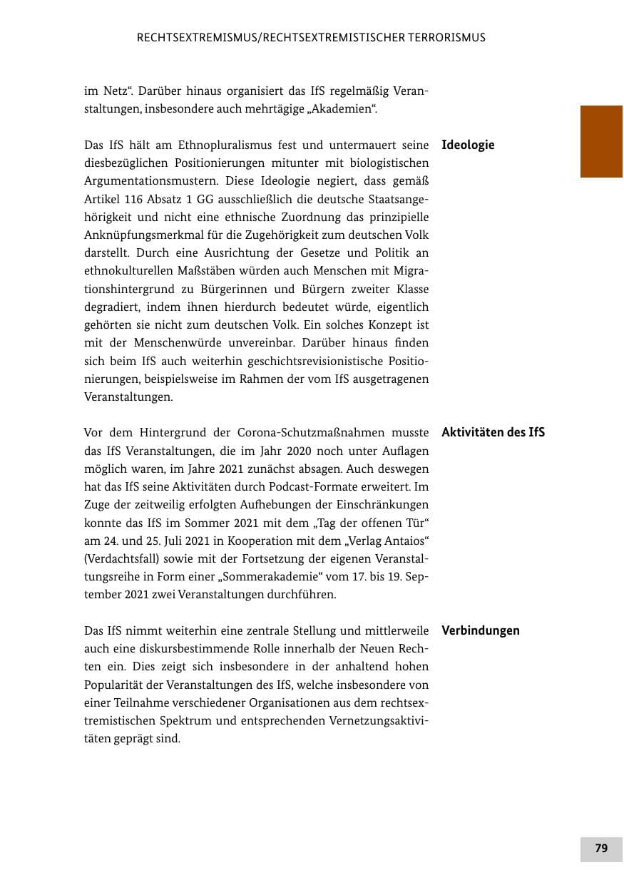 Seite 79 des Verfassungsschutzbericht 2021 Bund