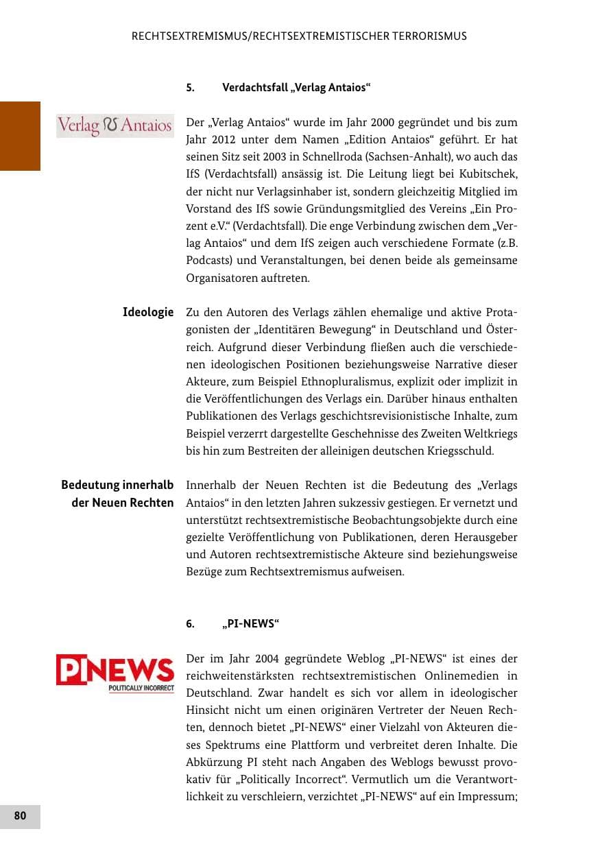 Seite 80 des Verfassungsschutzbericht 2021 Bund