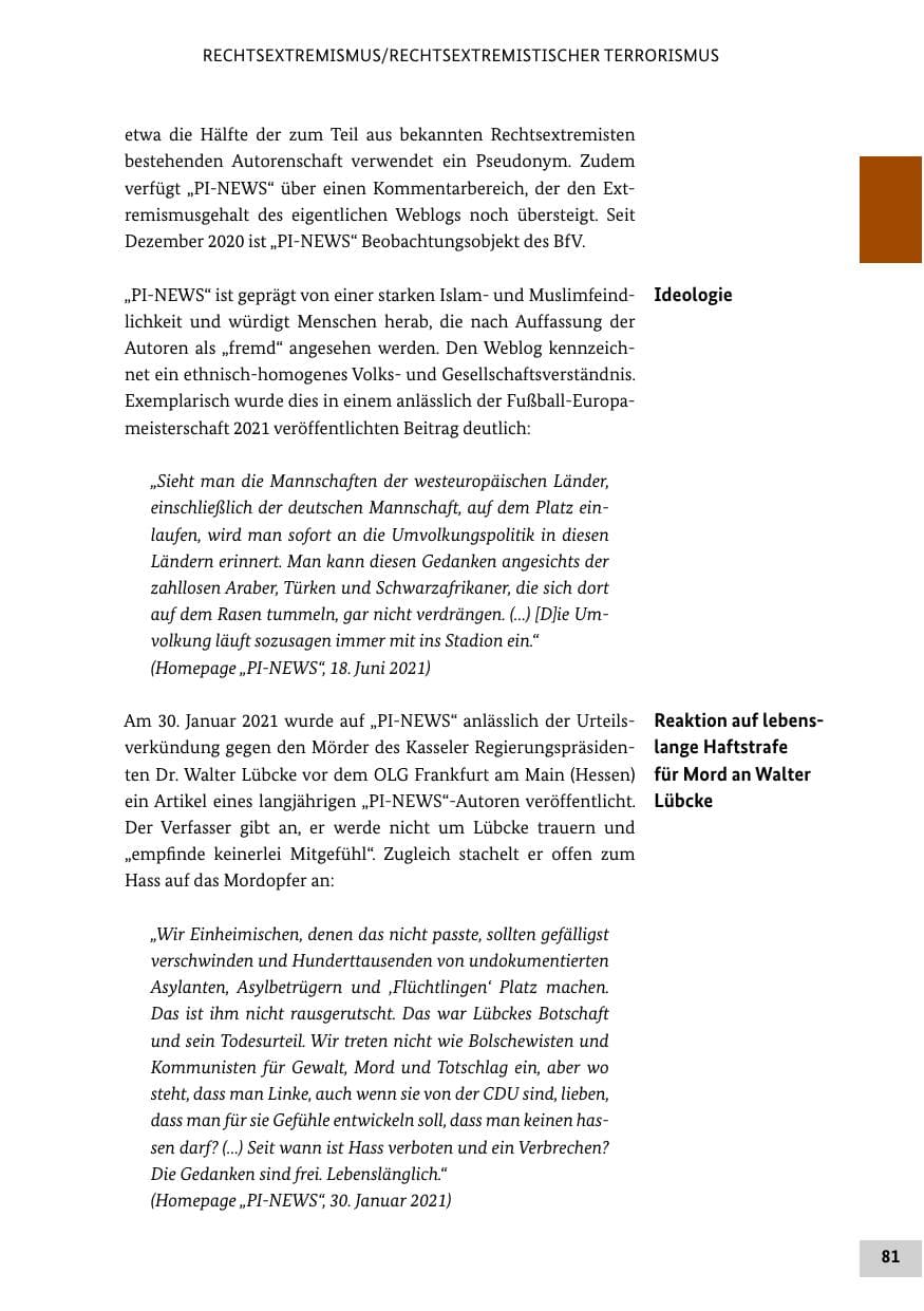 Seite 81 des Verfassungsschutzbericht 2021 Bund