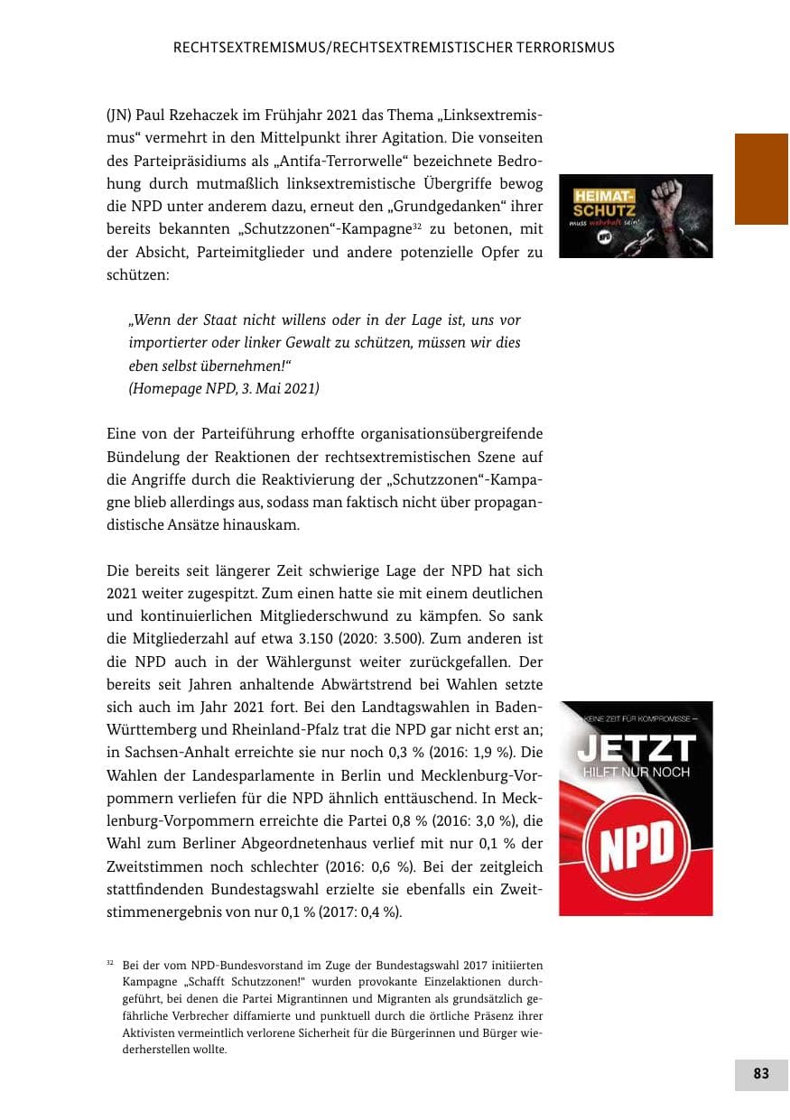 Seite 83 des Verfassungsschutzbericht 2021 Bund
