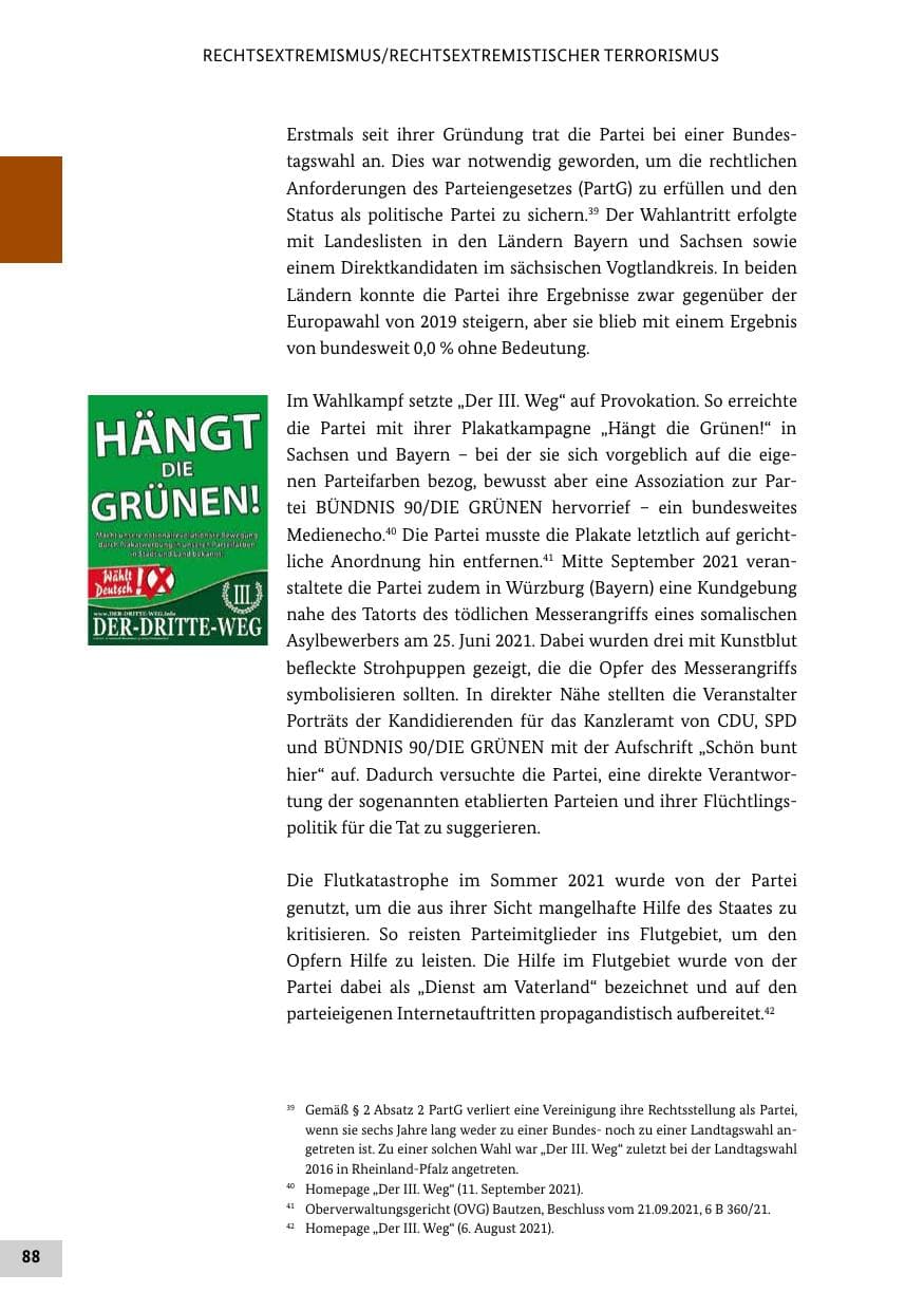 Seite 88 des Verfassungsschutzbericht 2021 Bund
