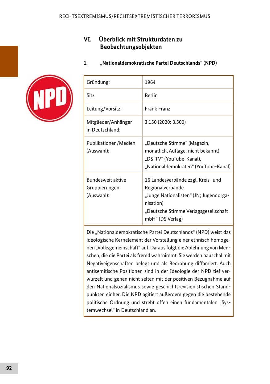Seite 92 des Verfassungsschutzbericht 2021 Bund