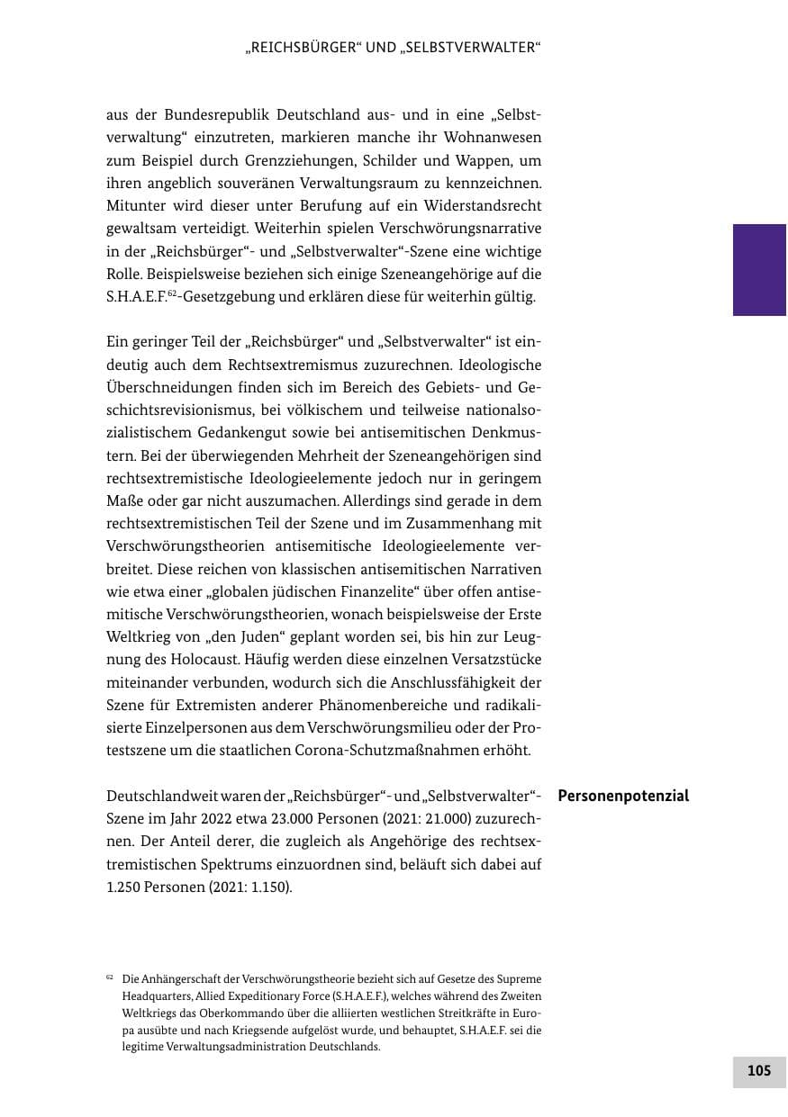 Seite 105 des Verfassungsschutzbericht 2022 Bund