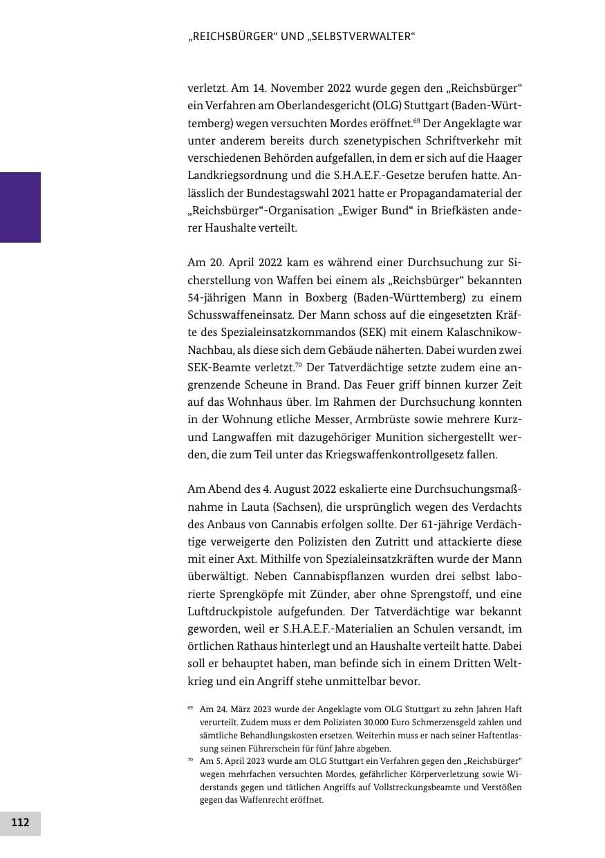 Seite 112 des Verfassungsschutzbericht 2022 Bund