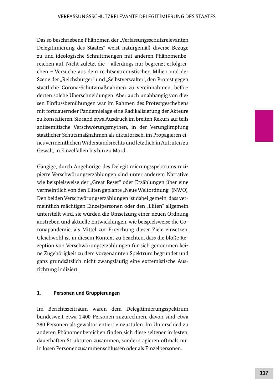 Seite 117 des Verfassungsschutzbericht 2022 Bund