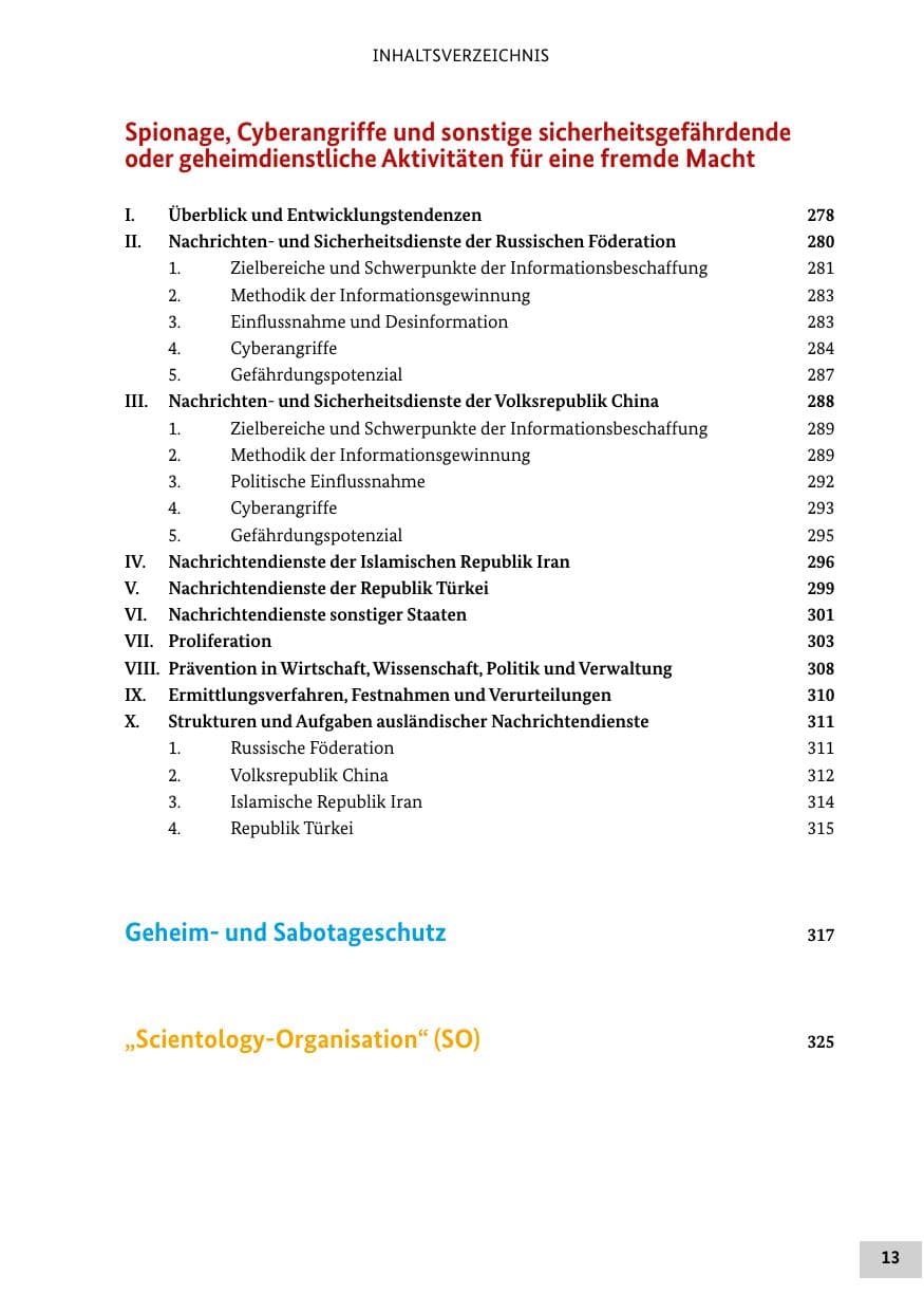 Seite 13 des Verfassungsschutzbericht 2022 Bund