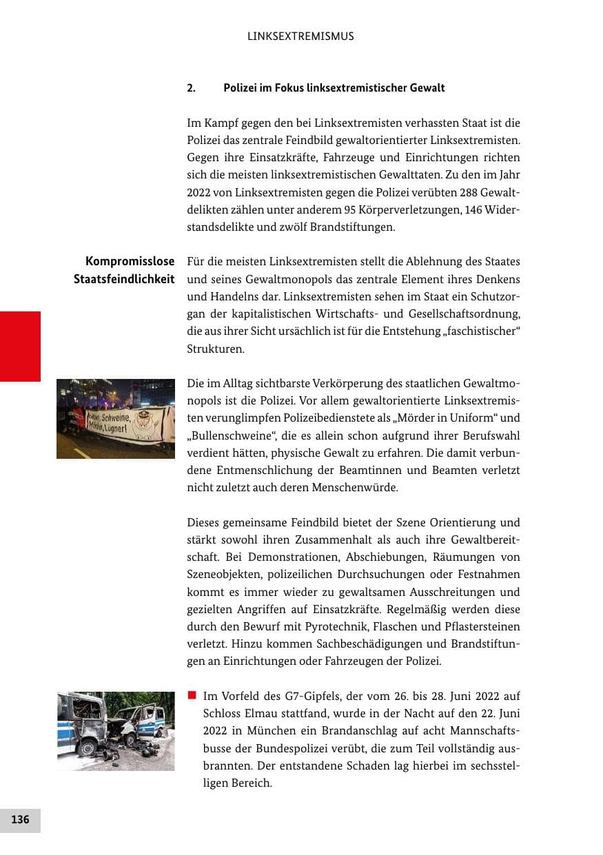 Seite 136 des Verfassungsschutzbericht 2022 Bund