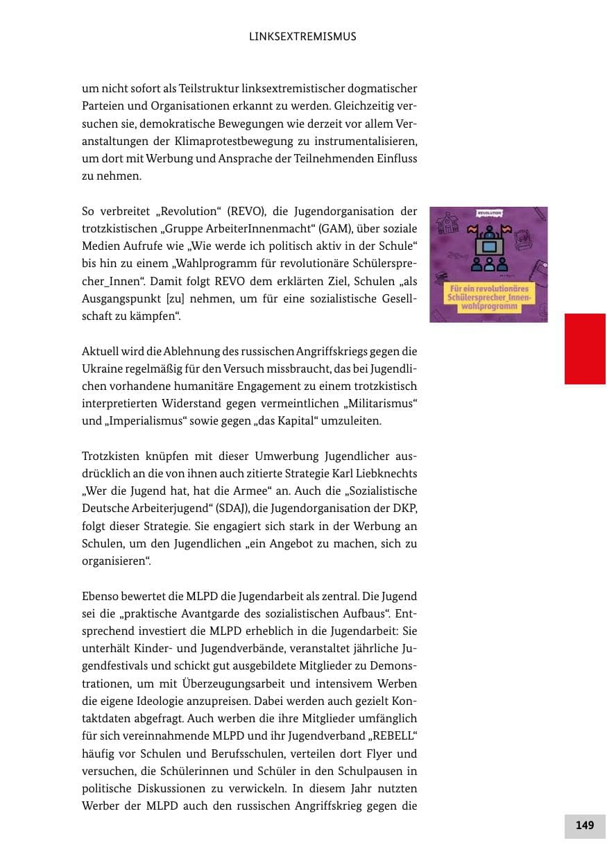 Seite 149 des Verfassungsschutzbericht 2022 Bund