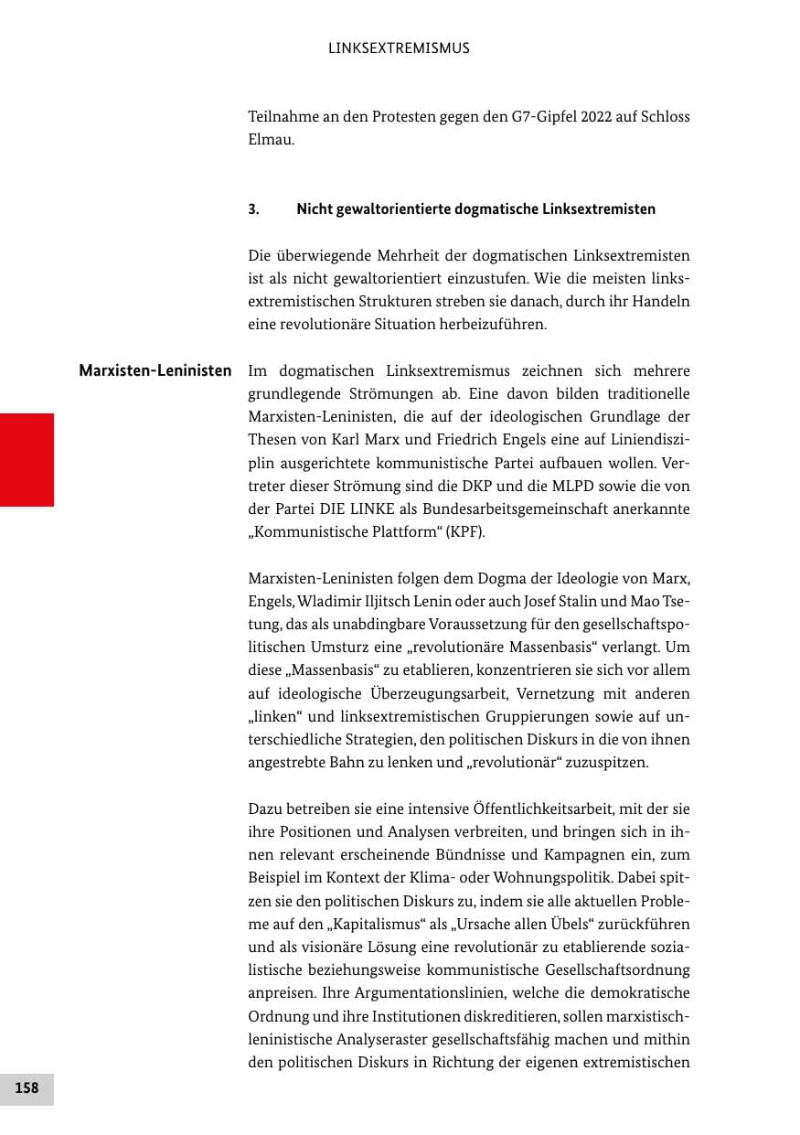 Seite 158 des Verfassungsschutzbericht 2022 Bund