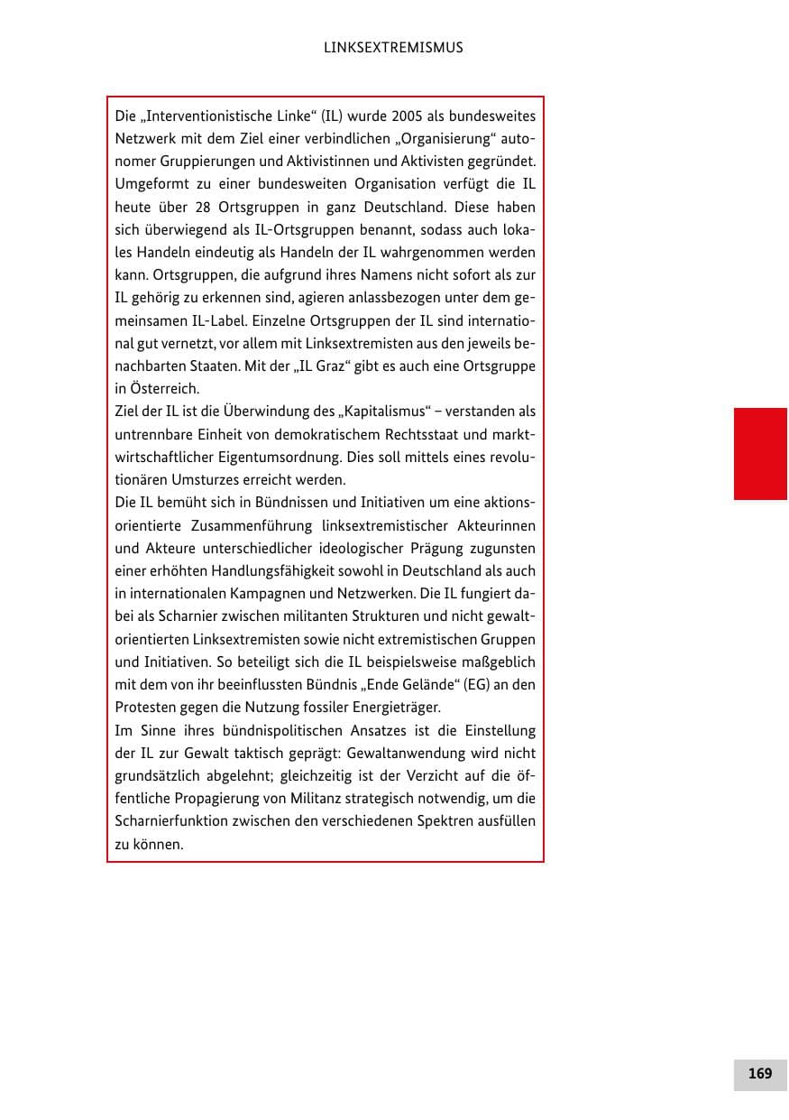 Seite 169 des Verfassungsschutzbericht 2022 Bund
