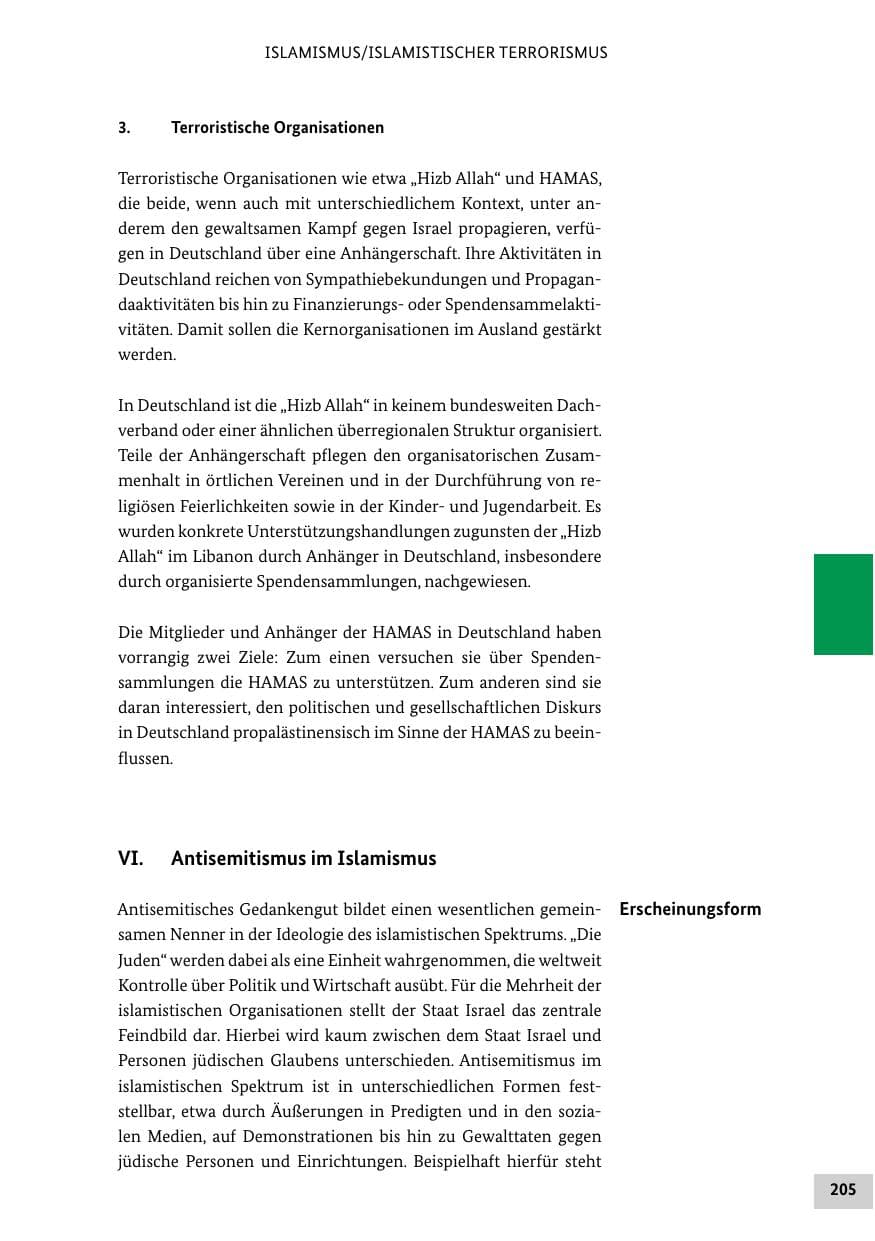 Seite 205 des Verfassungsschutzbericht 2022 Bund