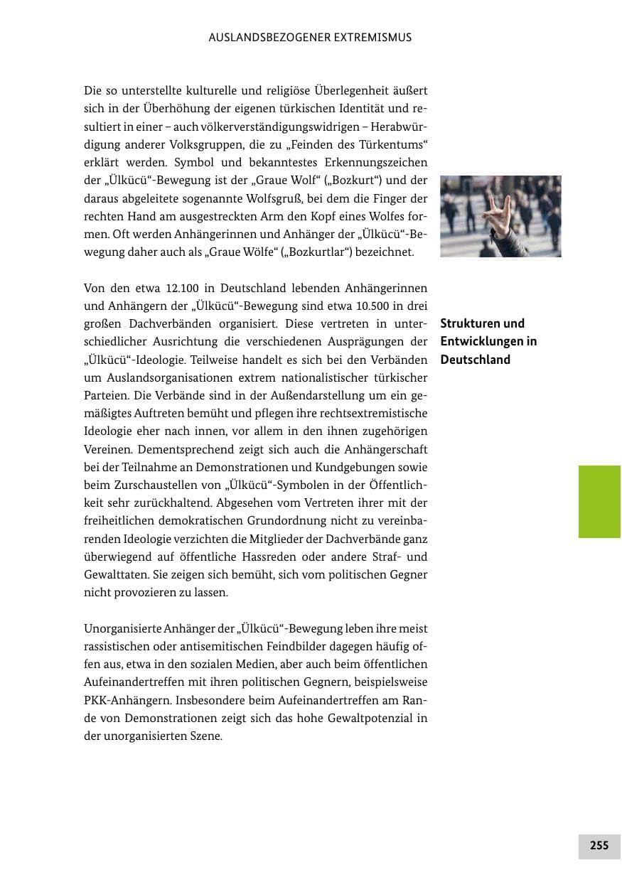Seite 255 des Verfassungsschutzbericht 2022 Bund