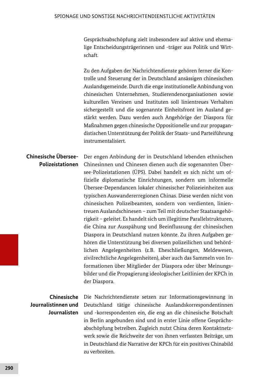 Seite 290 des Verfassungsschutzbericht 2022 Bund