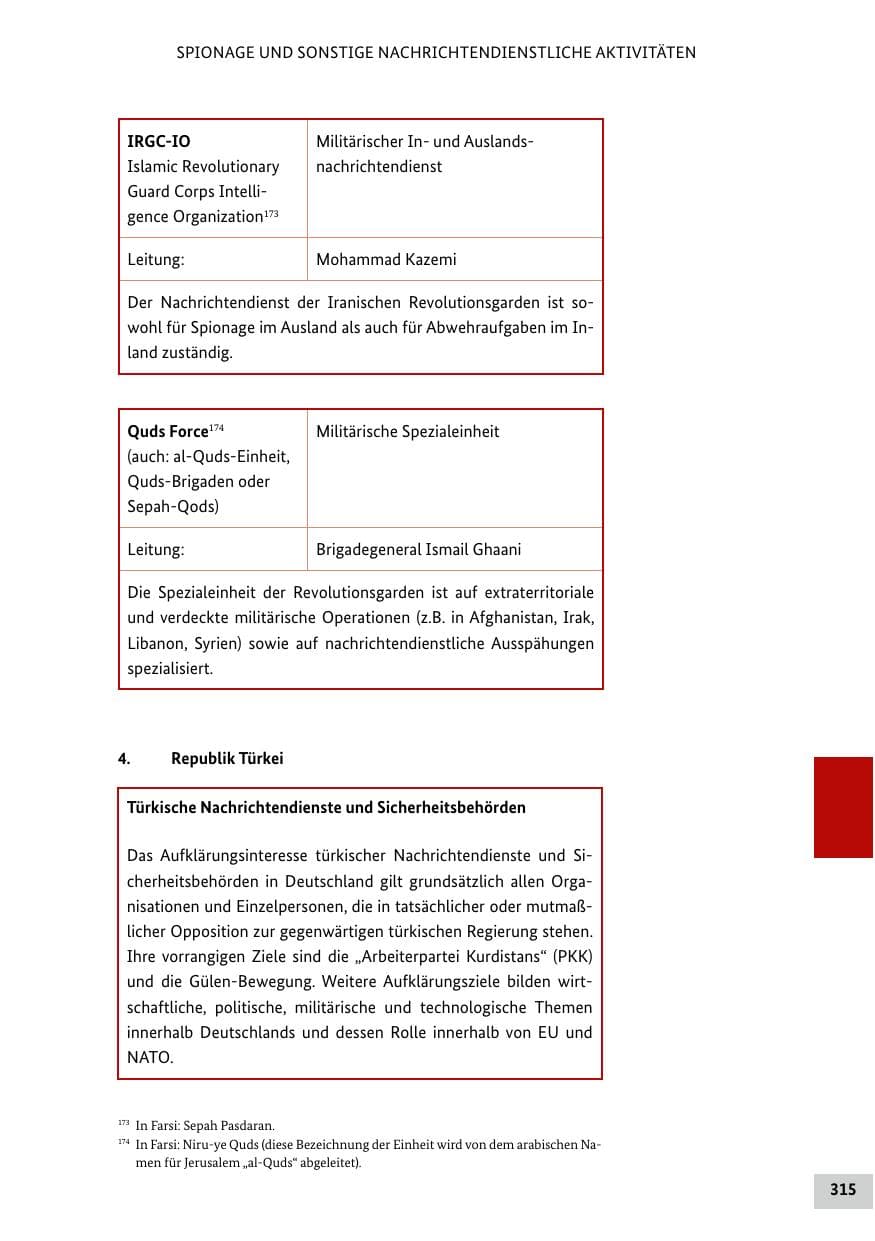 Seite 315 des Verfassungsschutzbericht 2022 Bund
