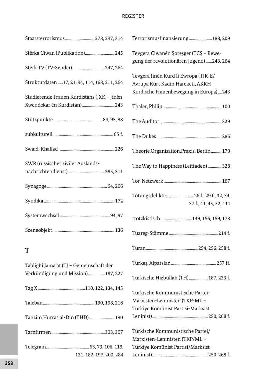 Seite 358 des Verfassungsschutzbericht 2022 Bund