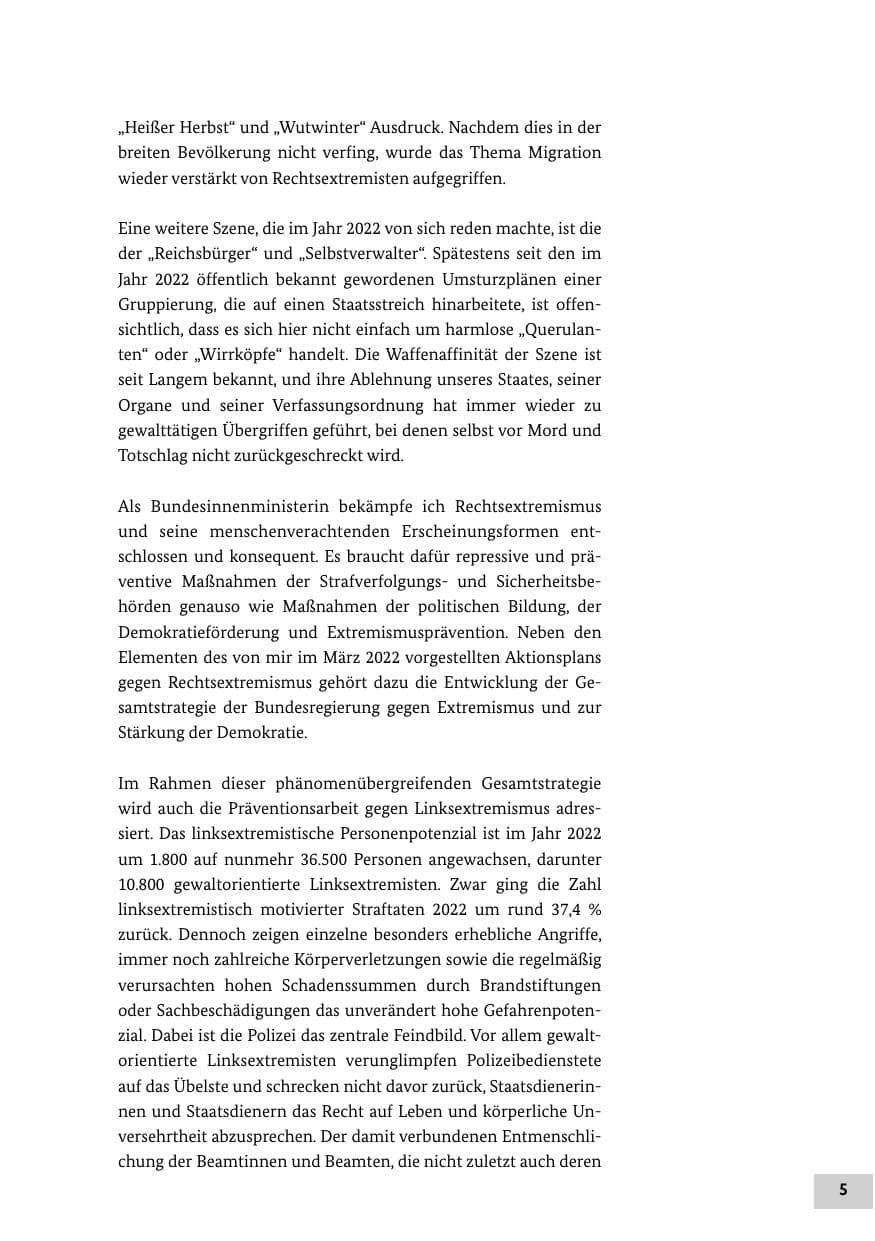 Seite 5 des Verfassungsschutzbericht 2022 Bund