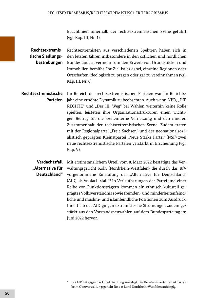 Seite 50 des Verfassungsschutzbericht 2022 Bund