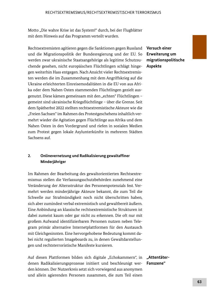 Seite 63 des Verfassungsschutzbericht 2022 Bund