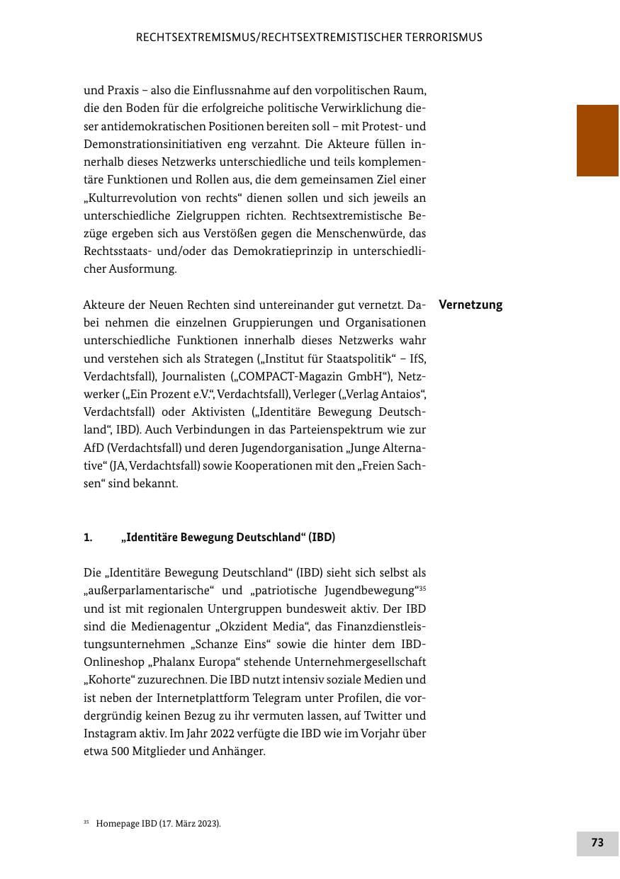 Seite 73 des Verfassungsschutzbericht 2022 Bund