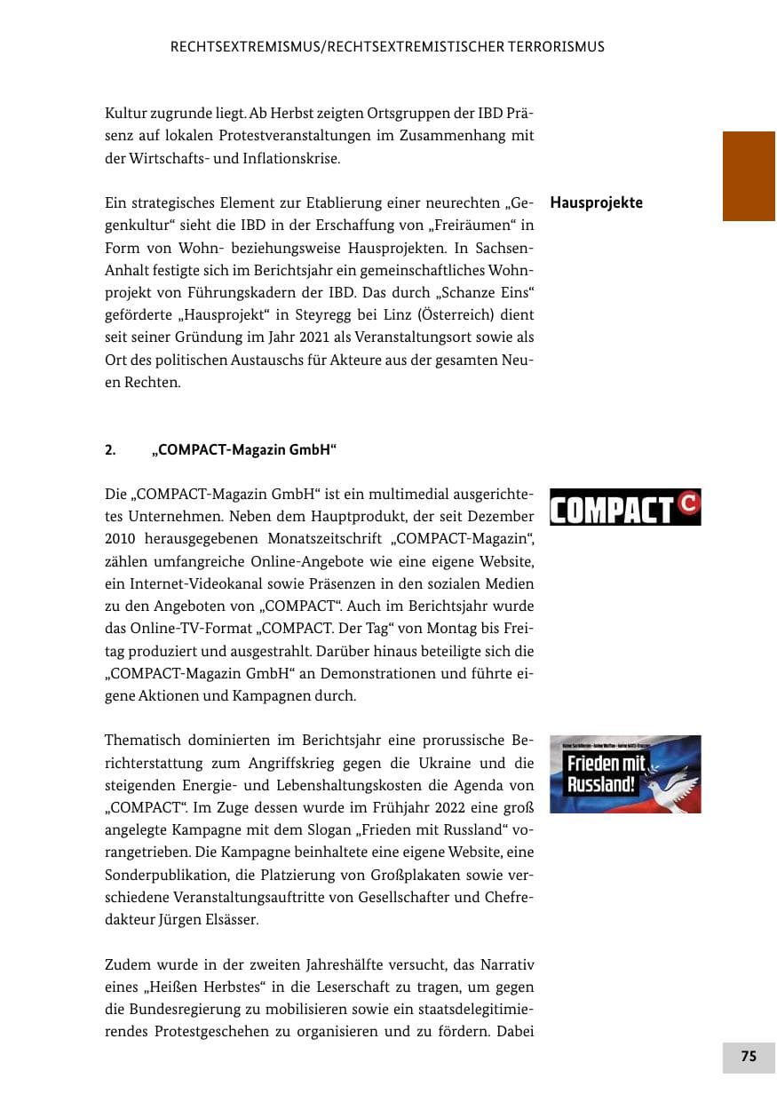 Seite 75 des Verfassungsschutzbericht 2022 Bund