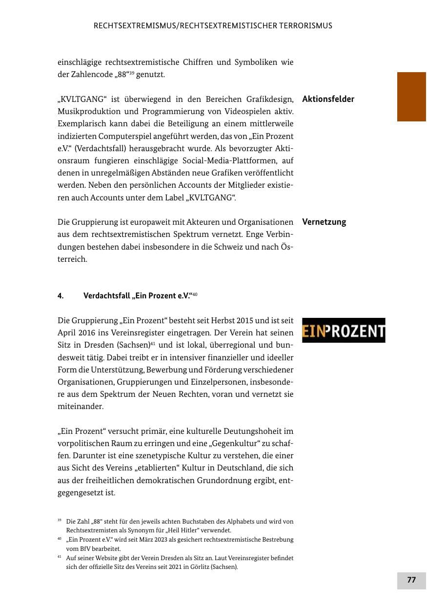 Seite 77 des Verfassungsschutzbericht 2022 Bund