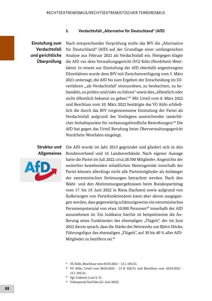 Seite 88 des Verfassungsschutzbericht 2022 Bund